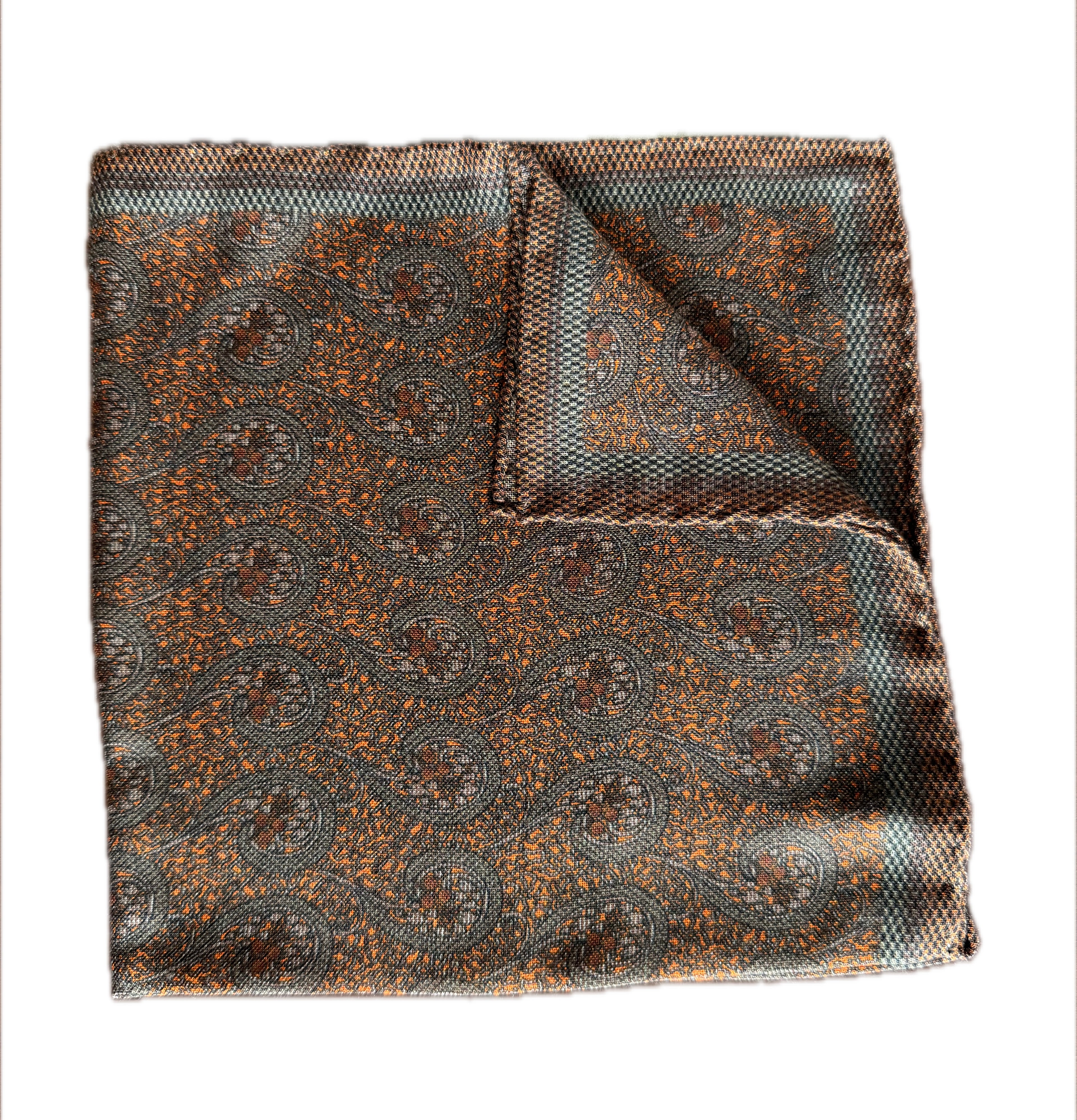 Ash & Rust Paisley Pocket Square