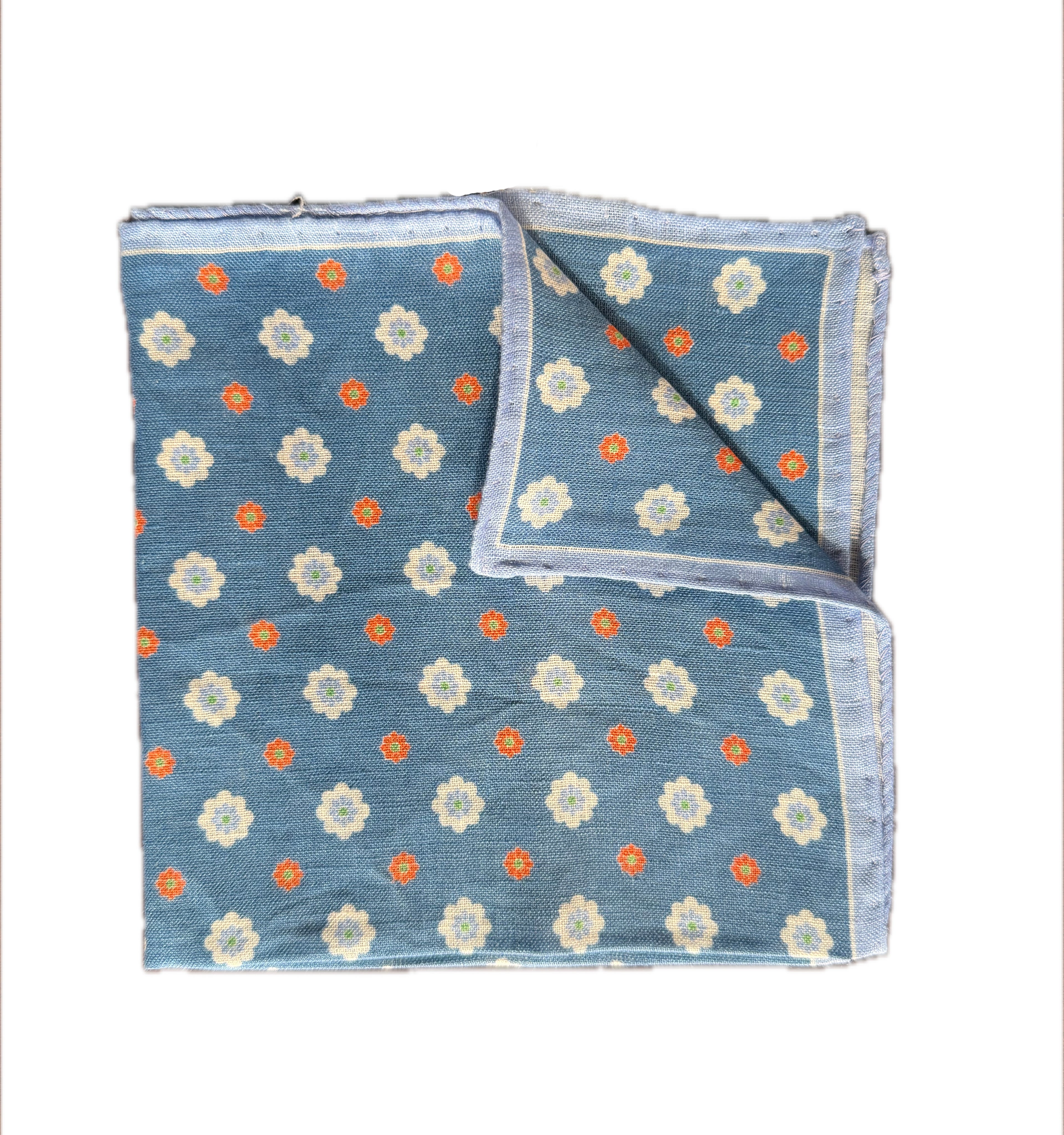 Sky Blue Floral Dot Pocket Square