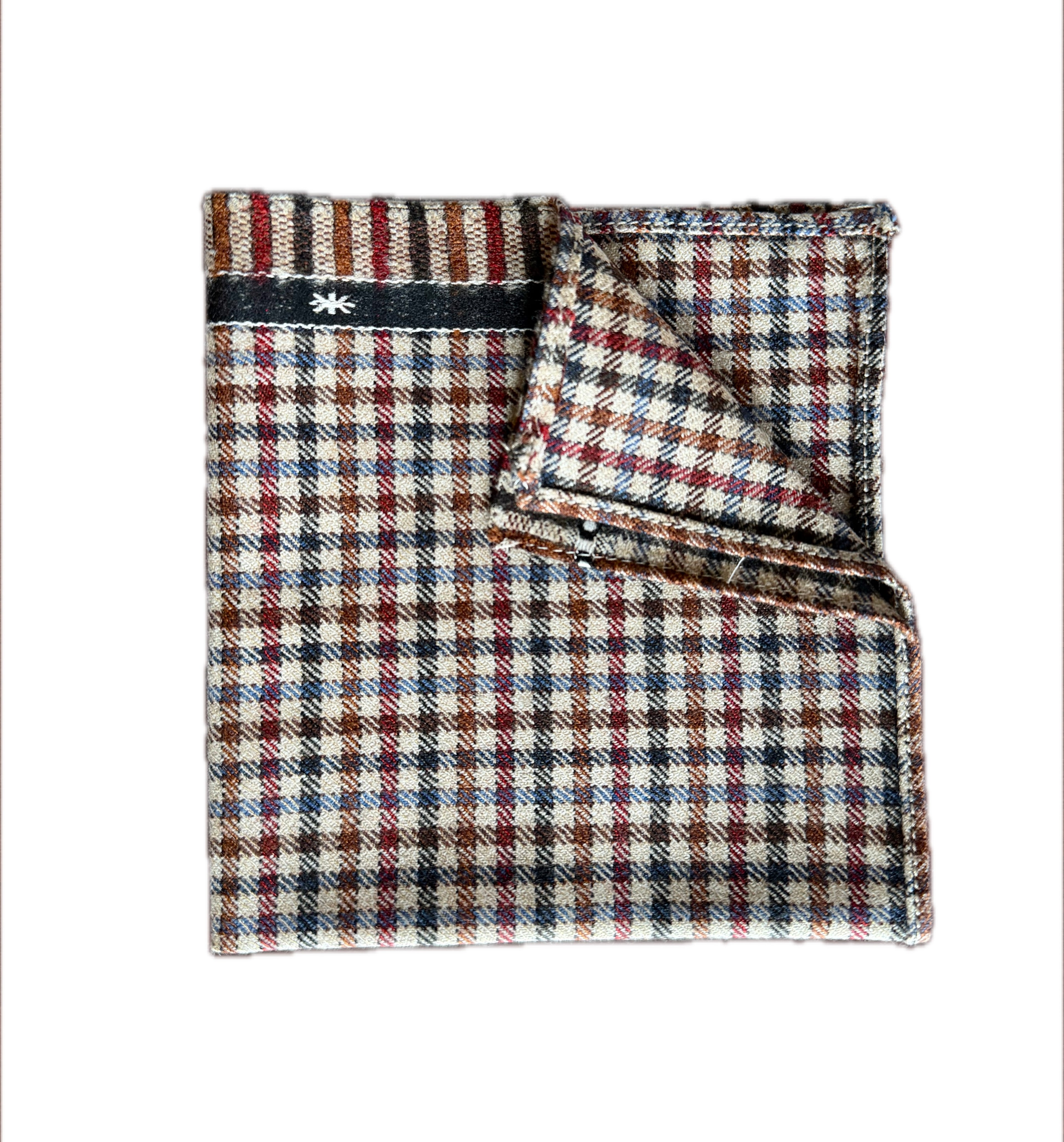 Handcrafted English Check Pocket Square by Alexander